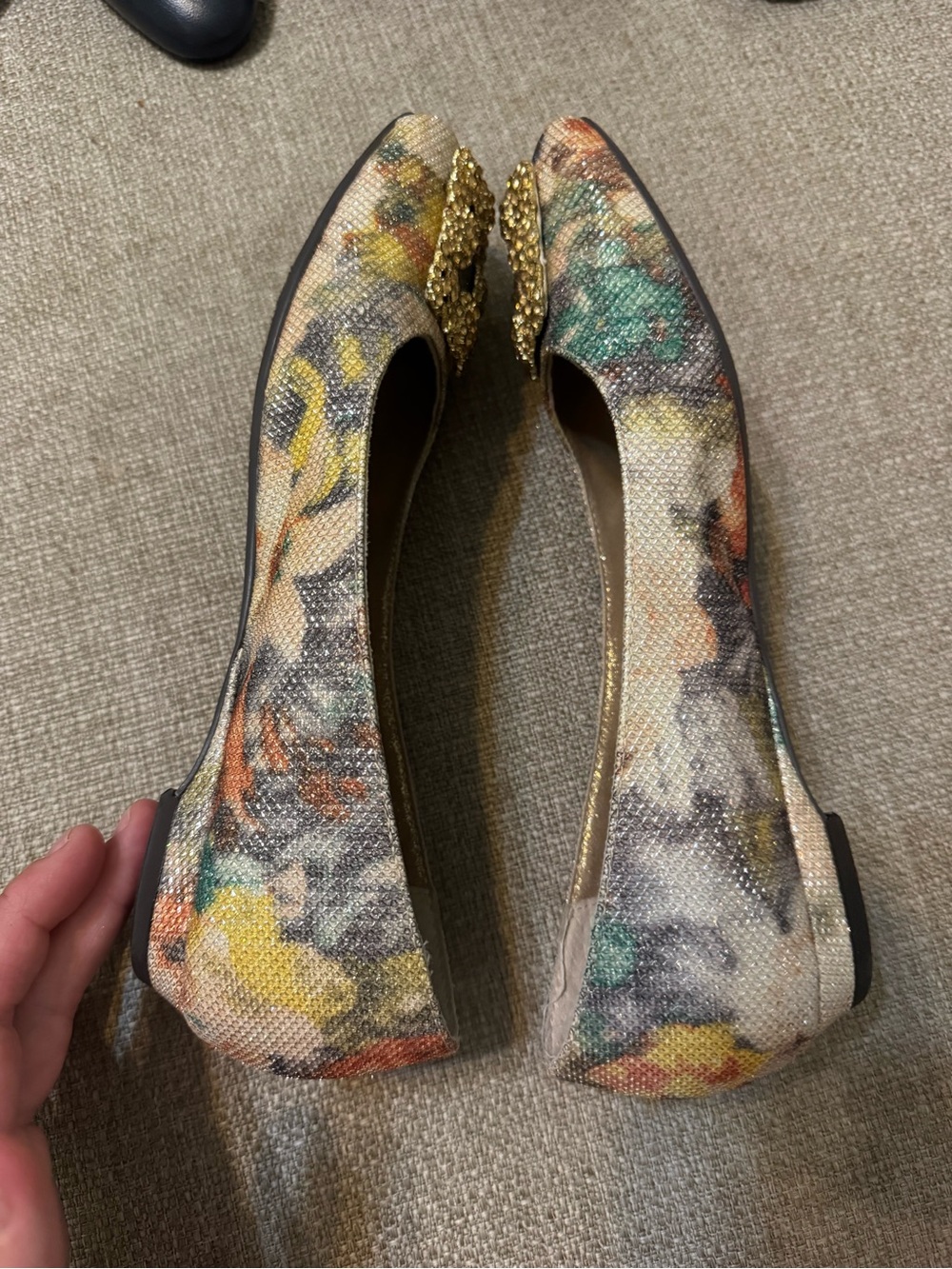 J.Renee Multicolor Flats with Gold Beaded Buckle - Picture 4 of 5